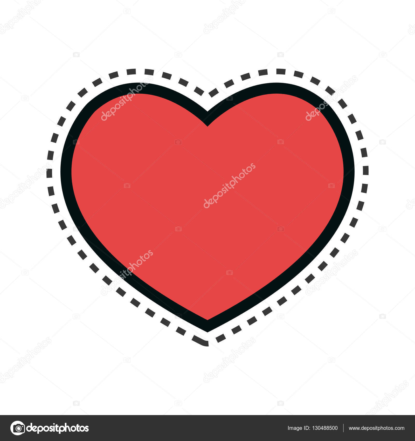 Red heart shape, isolated flat icon vector illustration graphic.