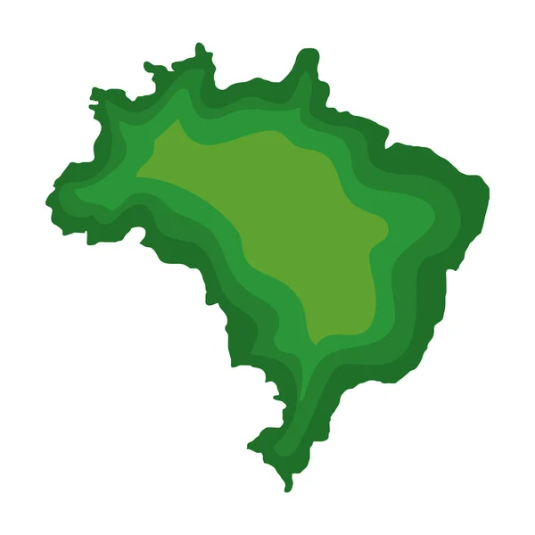 Brasil mapa geografía aislado icono — Archivo Imágenes Vectoriales