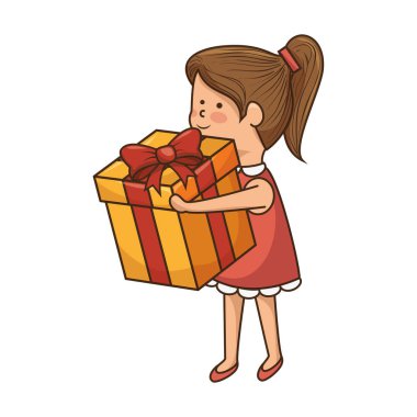 giftbox mevcut izole simgesi olan kız