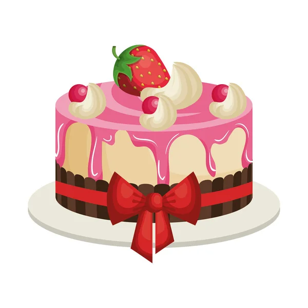 Joyeux anniversaire gâteau délicieux — Image vectorielle