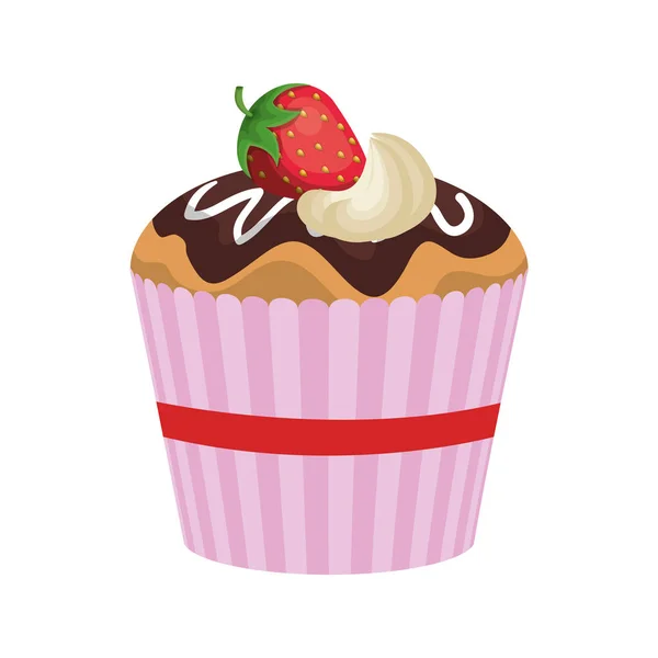 Feliz aniversário delicioso cupcake — Vetor de Stock