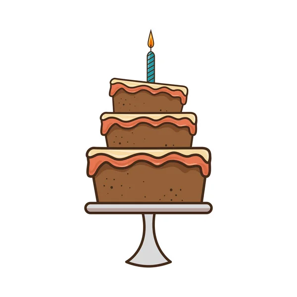 Feliz cumpleaños delicioso pastel — Vector de stock
