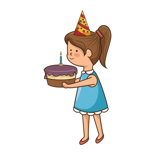 Girl with delicious cake — Stock Vector