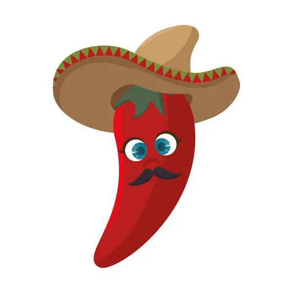 Chili carácter pimienta icono vegetal — Vector de stock