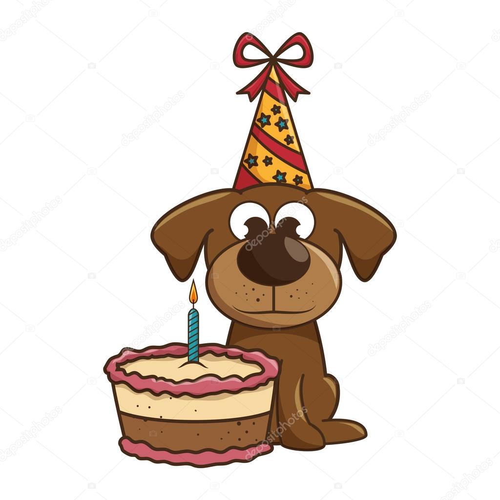 Verwonderlijk Dog mascot with cake birthday — Stock Vector © yupiramos #130535868 PS-37