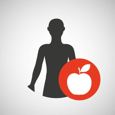 siluet adam sağlık elma simgesi