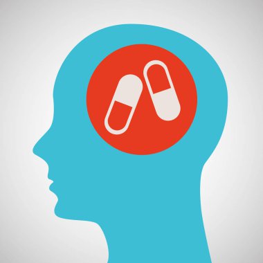 mavi siluet baş tıp kapsül simgesi tasarım