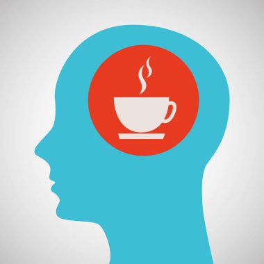 mavi siluet baş Kupası kahve simgesi tasarım