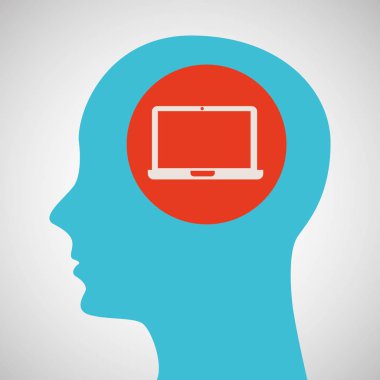 siluet baş dizüstü bilgisayar simgesini grafik
