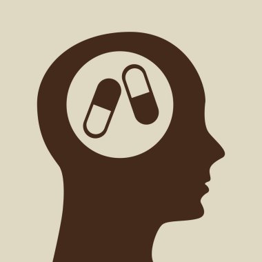 mavi siluet baş tıp kapsül simgesi tasarım