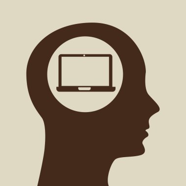 siluet baş dizüstü bilgisayar simgesini grafik