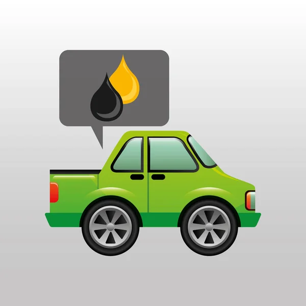 緑のピックアップ トラック石油ガソリン — ストックベクタ