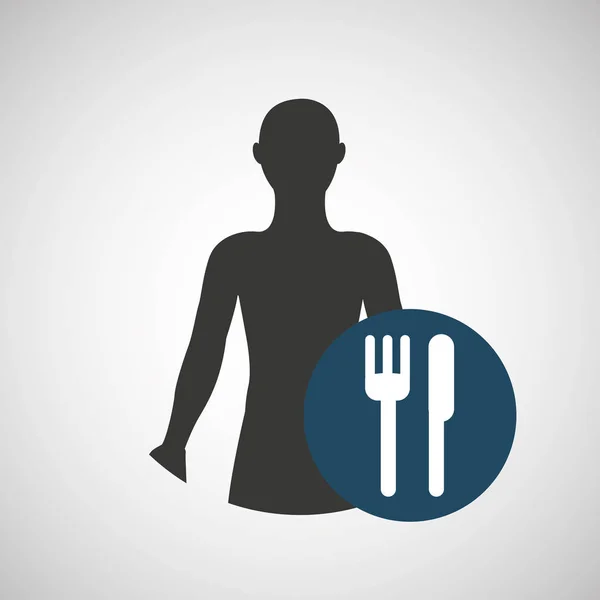 Silhouette personne nourriture icône conception — Image vectorielle