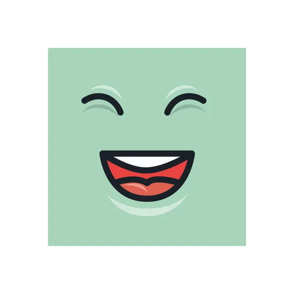 Gesicht Quadrat Emoticon Kawaii-Stil — Stockvektor