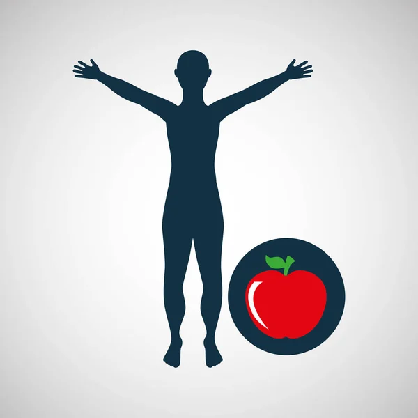 Man silhouet apple gezondheid ontwerpen — Stockvector