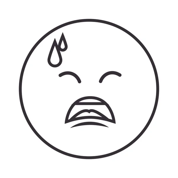 Face circle emoticon kawaii style — Stock Vector