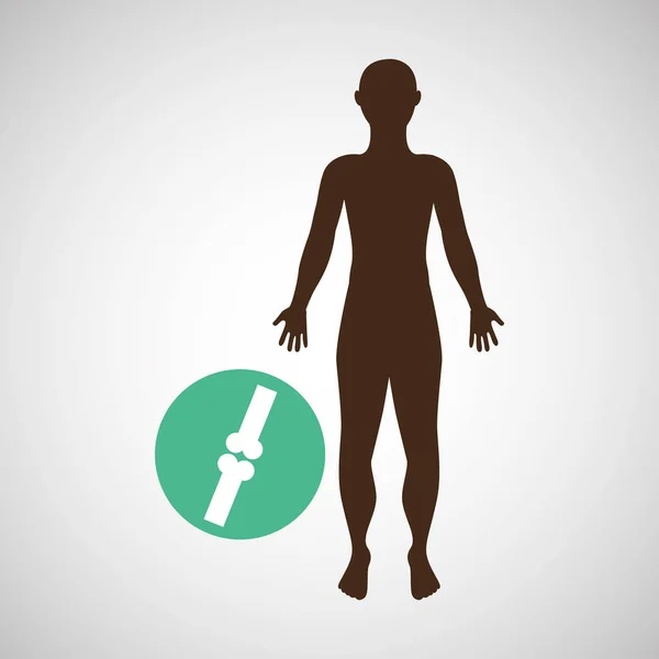 Silhouette man with bones body icon — Stock Vector