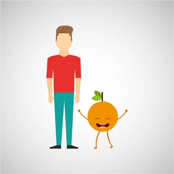 Человек с апельсиновым фруктом — стоковый вектор