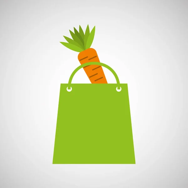 Taška nákupní potravin ikonu chutné mrkvový — Stockový vektor