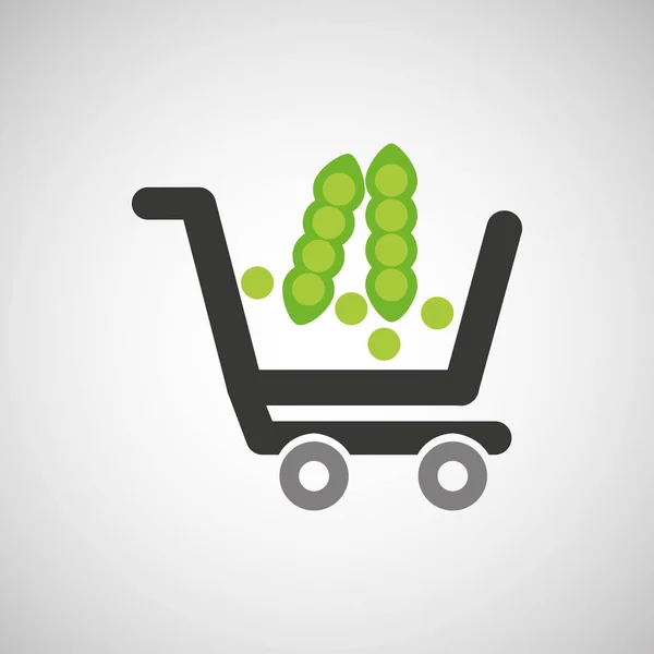 Vagn köp vegetabiliska ärt-ikonen — Stock vektor