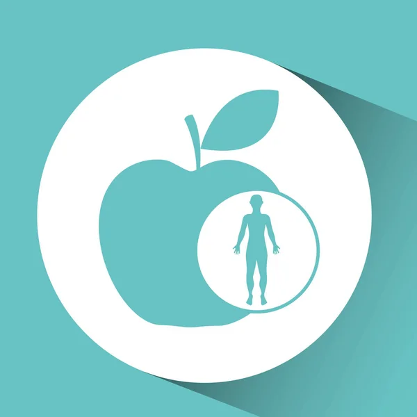 Силуэт человек здоровья икона яблоко — стоковый вектор