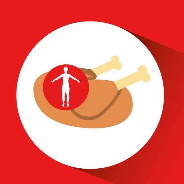 Silhouette homme concept santé poulet nourriture icône — Image vectorielle