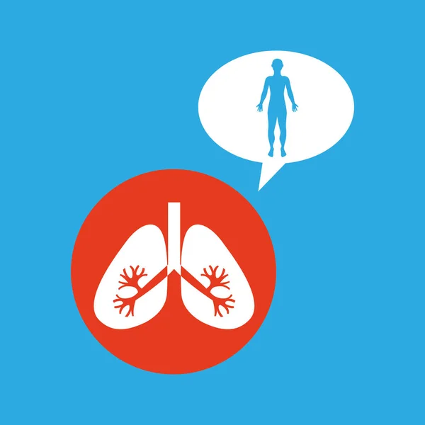 Silueta hombre con pulmón órgano cuerpo icono — Archivo Imágenes Vectoriales