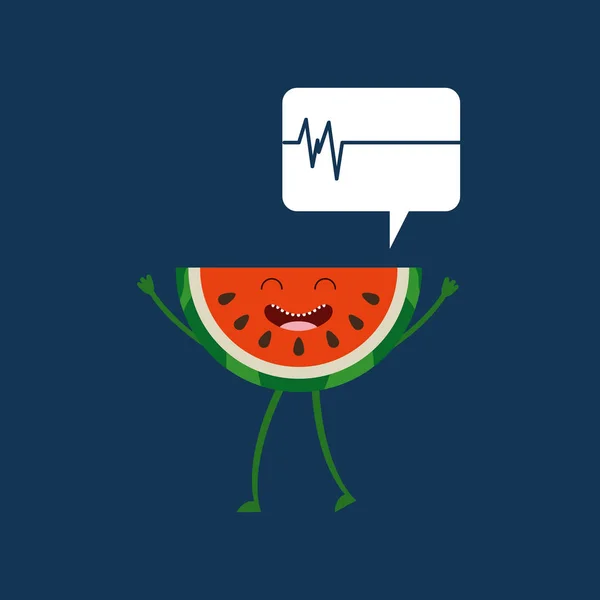 Semangka buah sehat, latar ikon heartrate - Stok Vektor