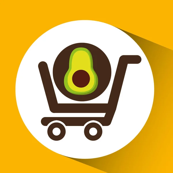 Einkaufswagen kaufen Avocado-Essen — Stockvektor