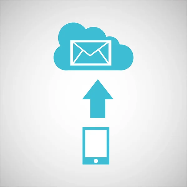 Enheten överföring cloud email kuvert — Stock vektor