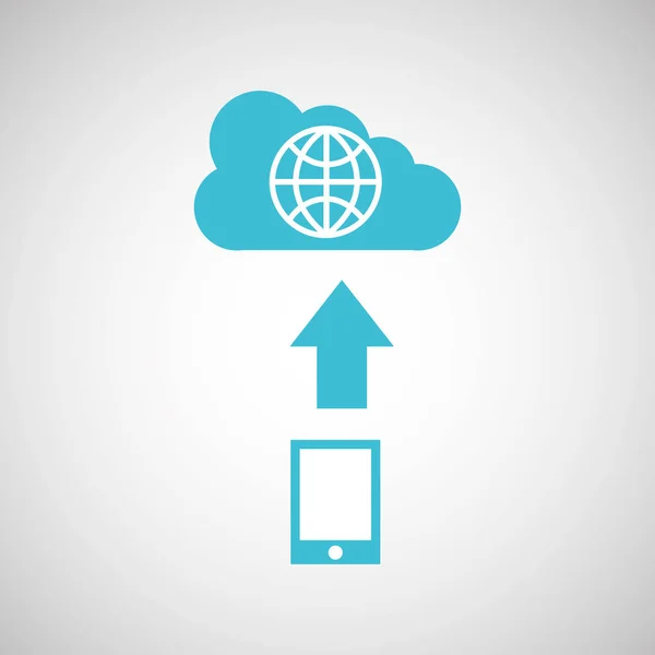 Nube de transferencia de dispositivos mundo global — Archivo Imágenes Vectoriales