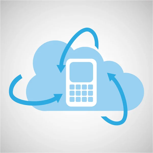 Bulut teknoloji cep telefonu mobil ortam simgesi — Stok Vektör