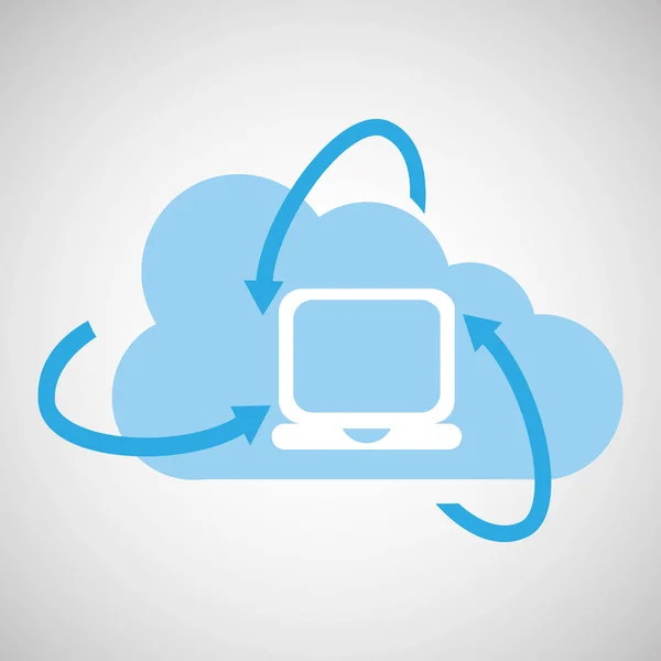 Felhő technológia laptop multimédia ikon — Stock Vector