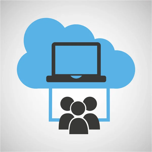 Grupo laptop serviço de computação em nuvem — Vetor de Stock