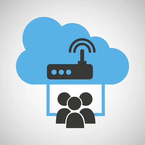 Servicio de computación en nube router wifi — Vector de stock