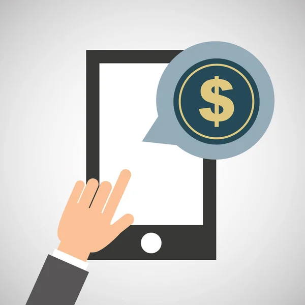 Netwerk smartphone digitale geld dollar — Stockvector