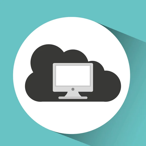 Technologie monitor pc wolk — Stockvector