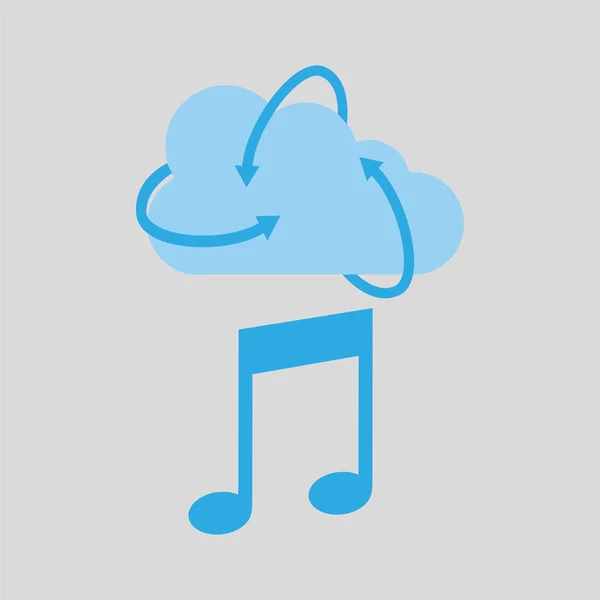 Nuage technologie média musique note icône — Image vectorielle
