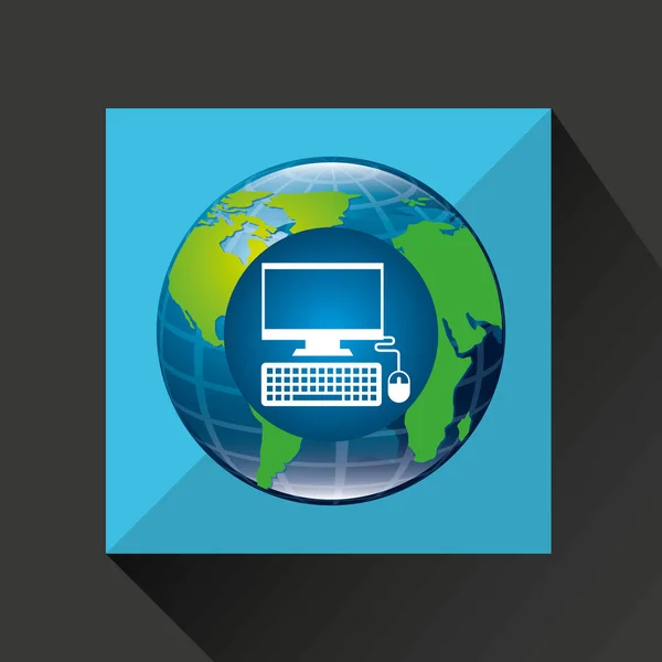 Globe monde service de connexion informatique — Image vectorielle