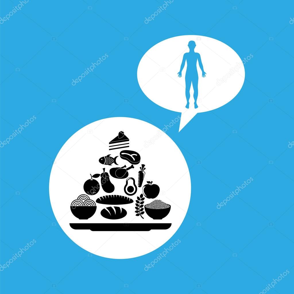 Silhouette man with food pyramid icon vector illustration eps 10