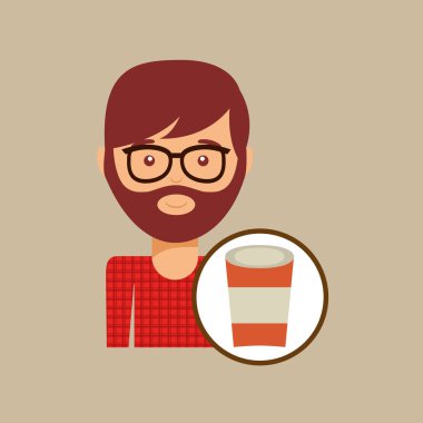fincan kahve hipster adam yüz simgesi