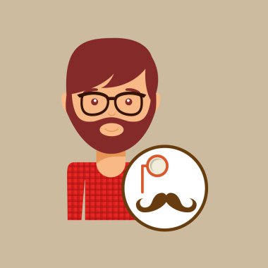 hipster bıyık ve tek gözlük adam kavramı