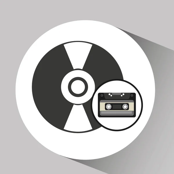 Vinyl disk retro cassette — Stock Vector