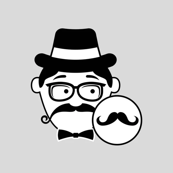 Desenho animado hipster bigode retro fundo —  Vetores de Stock