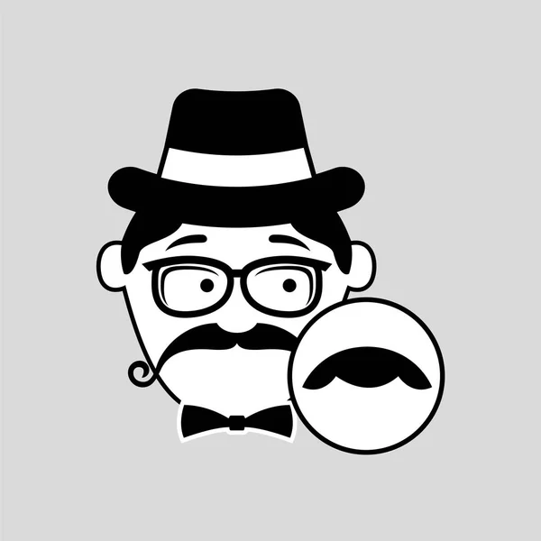 Cartoon hipster mustache icon graphic — Stock Vector