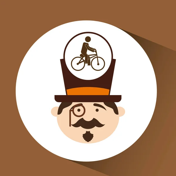 Hombre hipster ridding diseño icono de la bicicleta — Archivo Imágenes Vectoriales