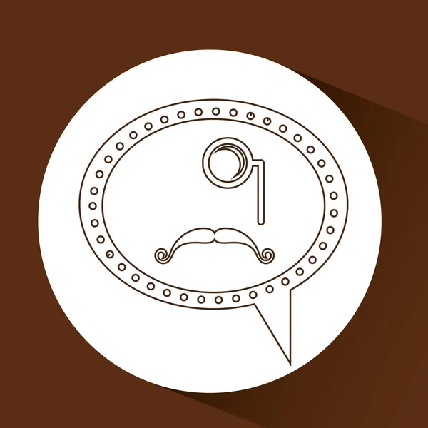 Символ хипстерский монокль и длинные усы — стоковый вектор