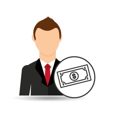 iş adam para faturaları çizgi film