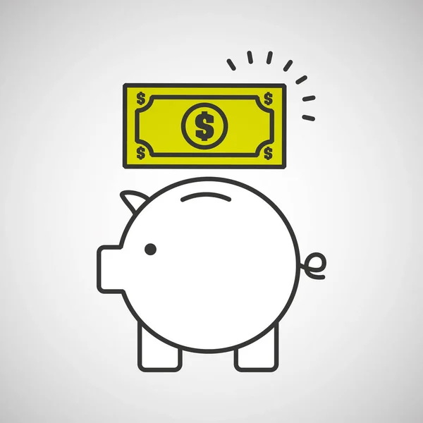 Piggy saving money bill dollar — Stock Vector