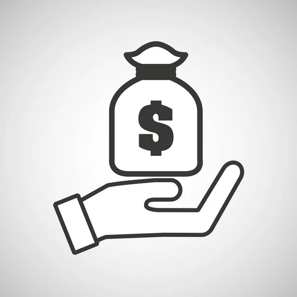 Hand houd zak geld veilig pictogram — Stockvector